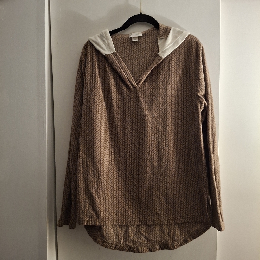 Underland Sock Monkey Women's Brown Patterned Hoodie with White & Orange Accents